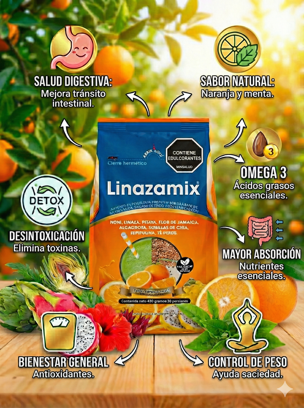 LINAZAMIX  NATURAL O SABOR X 450 g
