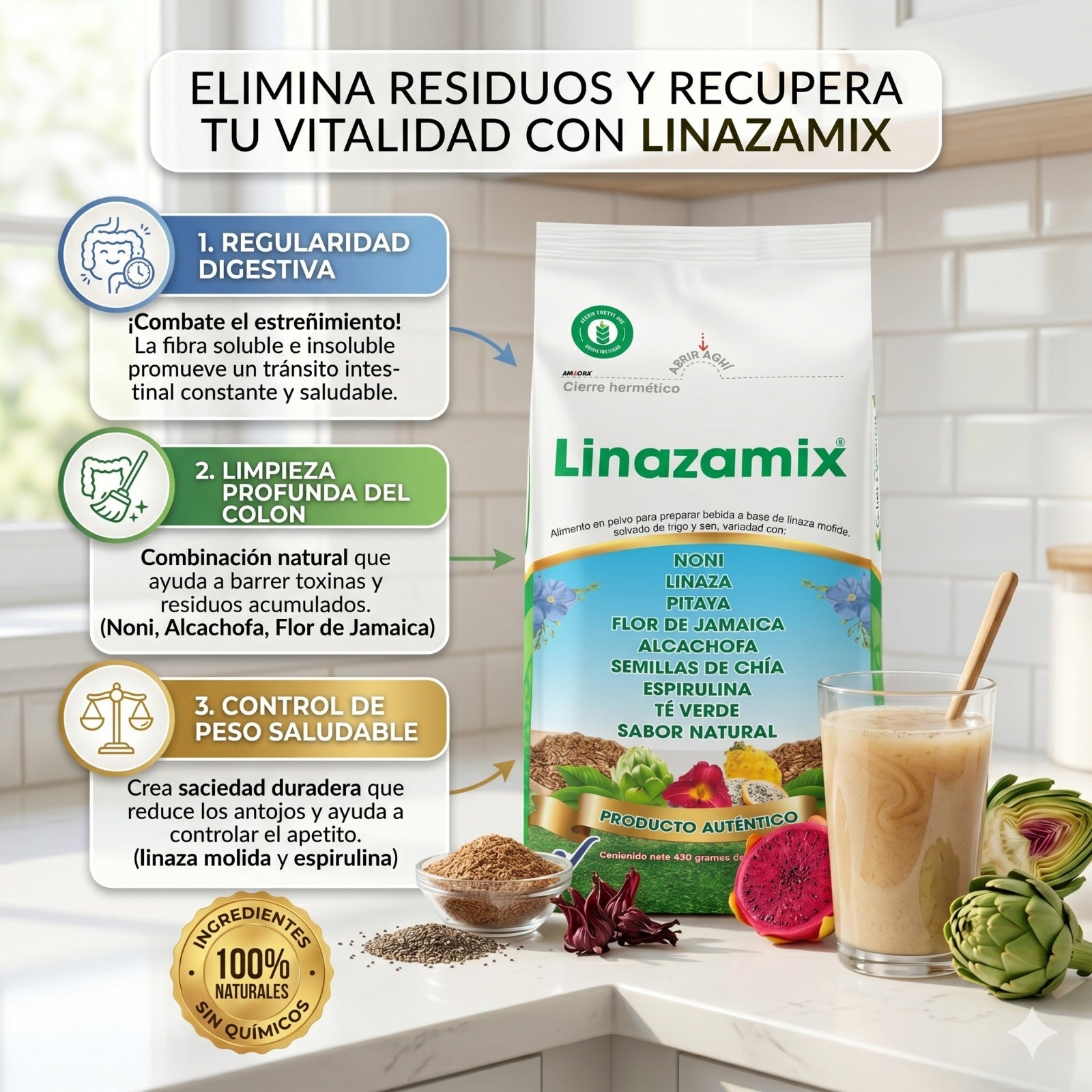 LINAZAMIX  NATURAL O SABOR X 450 g