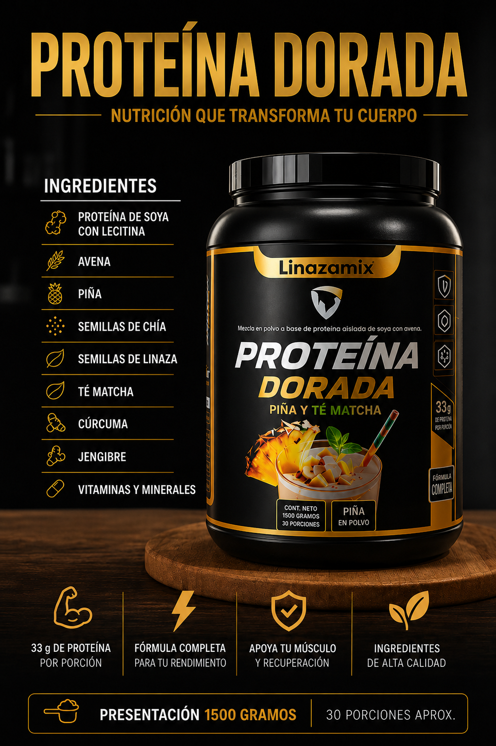 PROTEINA DORADA TE MATCHA X 1500 g