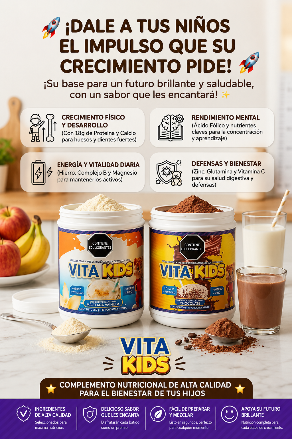 VITAKIDS VAINILLA O CHOCOLATE X 750 g